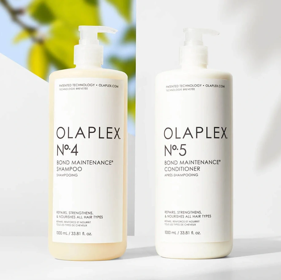 Olaplex Duo Pack (Olaplex Bond Maintenance Shampoo No. 4 1000ml + Olaplex Bond Maintenance Conditioner No. 5  1000ml) + Ajándék OLAPLEX BLONDE ENHANCER TONING SHAMPOO NO.4P - 250ml képe 1
