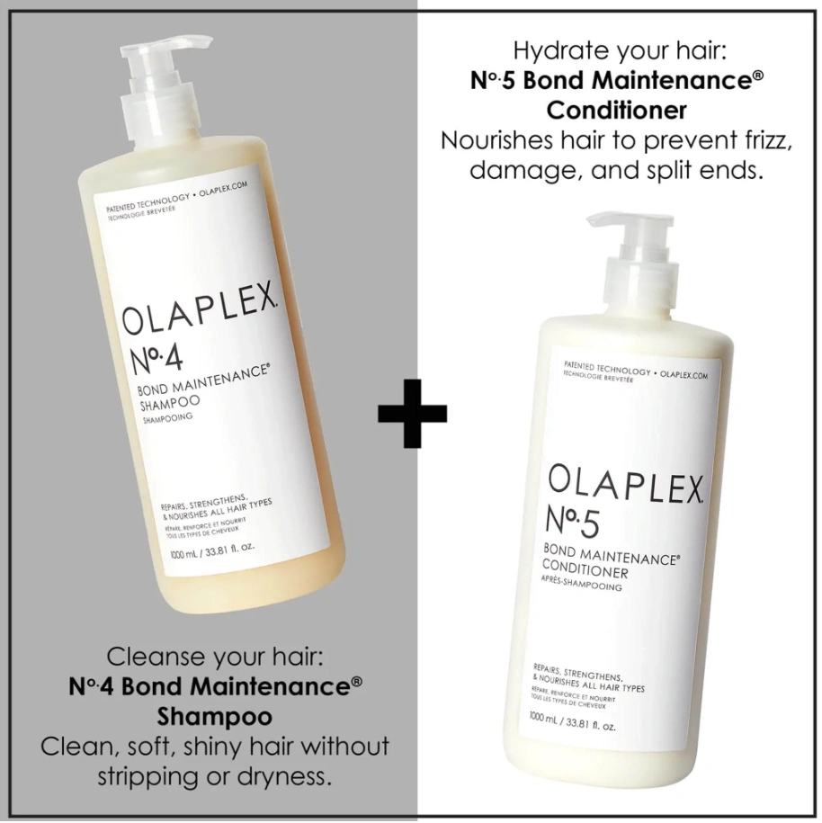 Olaplex Duo Pack (Olaplex Bond Maintenance Shampoo No. 4 1000ml + Olaplex Bond Maintenance Conditioner No. 5  1000ml) + Ajándék OLAPLEX BLONDE ENHANCER TONING SHAMPOO NO.4P - 250ml képe 3